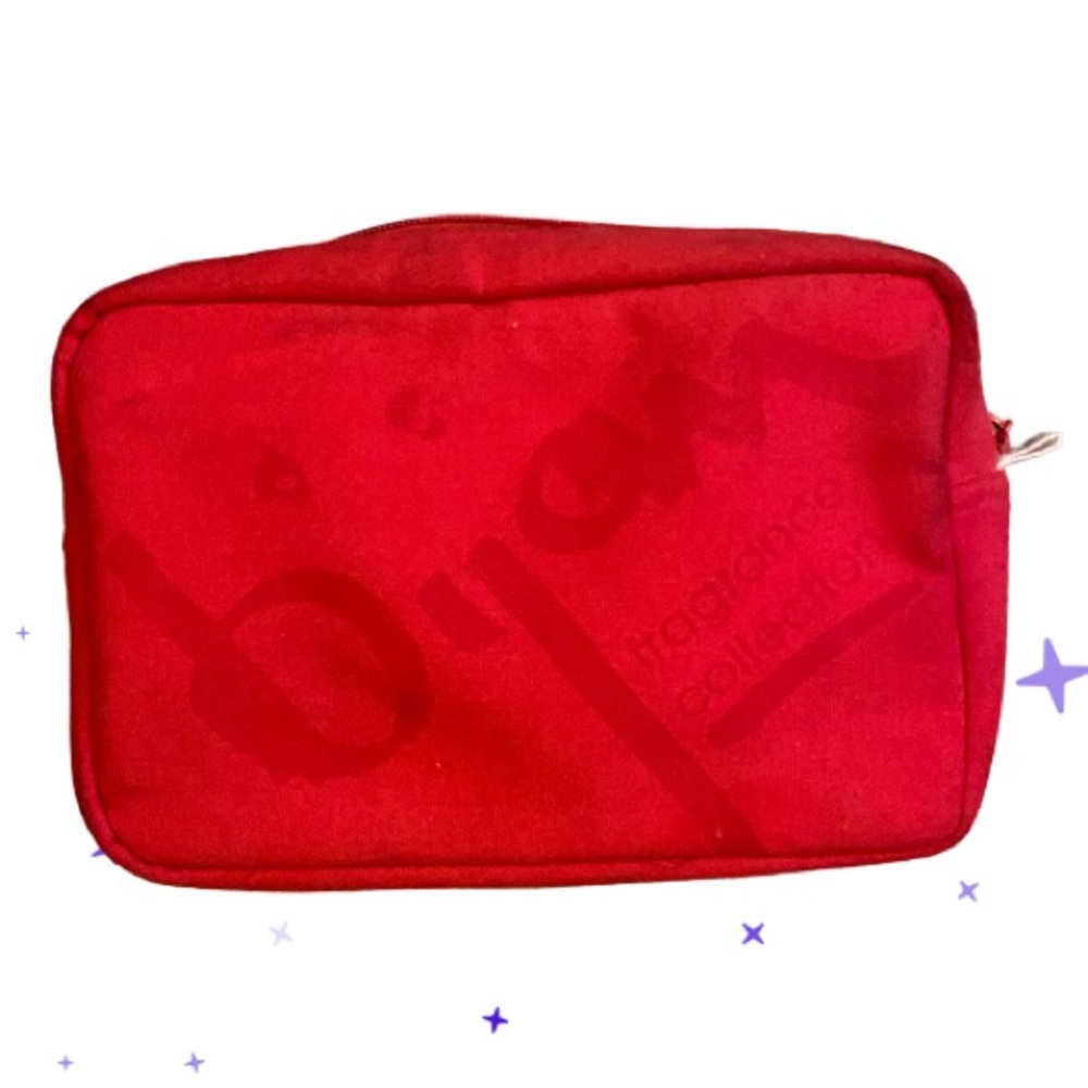 One hundred 100% bijan medium red fragrance travel zipper pouch